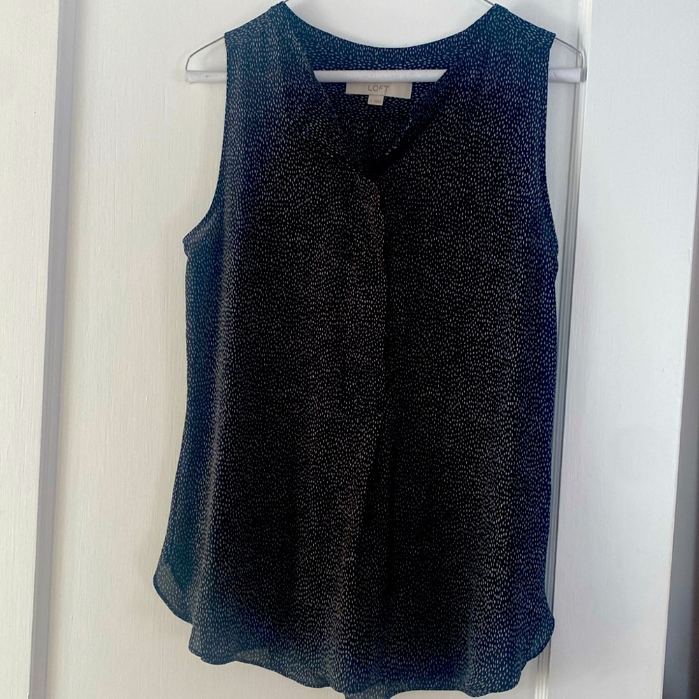 Ann Taylor Loft Dotted Black & White Blouse Tank